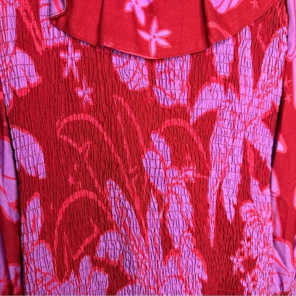New Farm Rio Living Nature Dress Red Purple Long Sleeve Size S - Picture 10 of 16